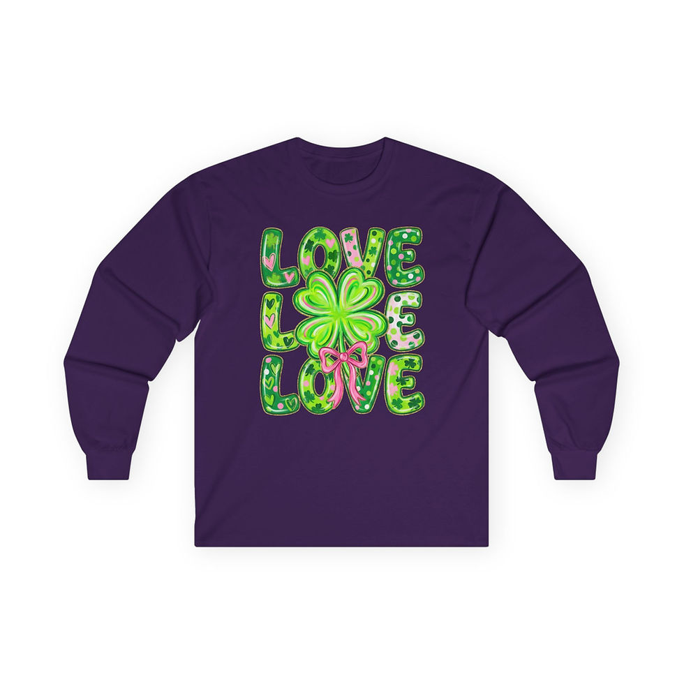 Thumbnail: Love Love Love Shamrock Long Sleeve Tee St. Patrick’s Day 