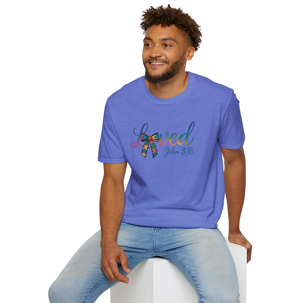 Thumbnail: Loved John 3:16 Ribbon T-Shirt — Christian Faith Awareness Tee