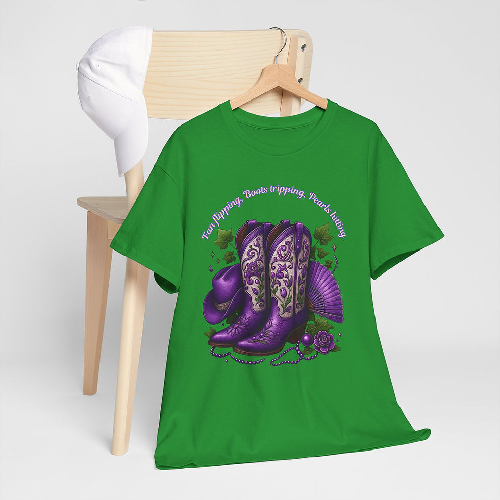 Thumbnail: Fan Flippin, Boots Trippin, Pearls Hittin, Unisex Heavy Cotton Tee 