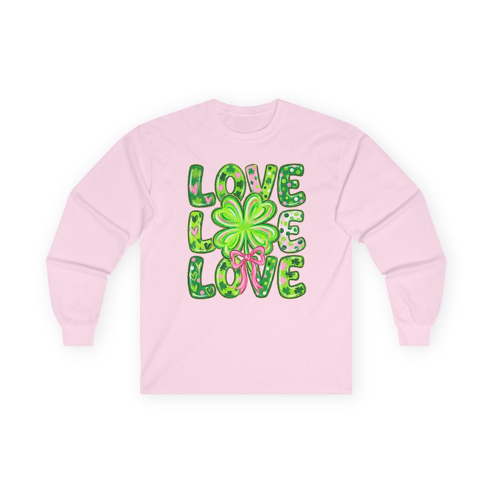 Thumbnail: Love Love Love Shamrock Long Sleeve Tee St. Patrick’s Day 