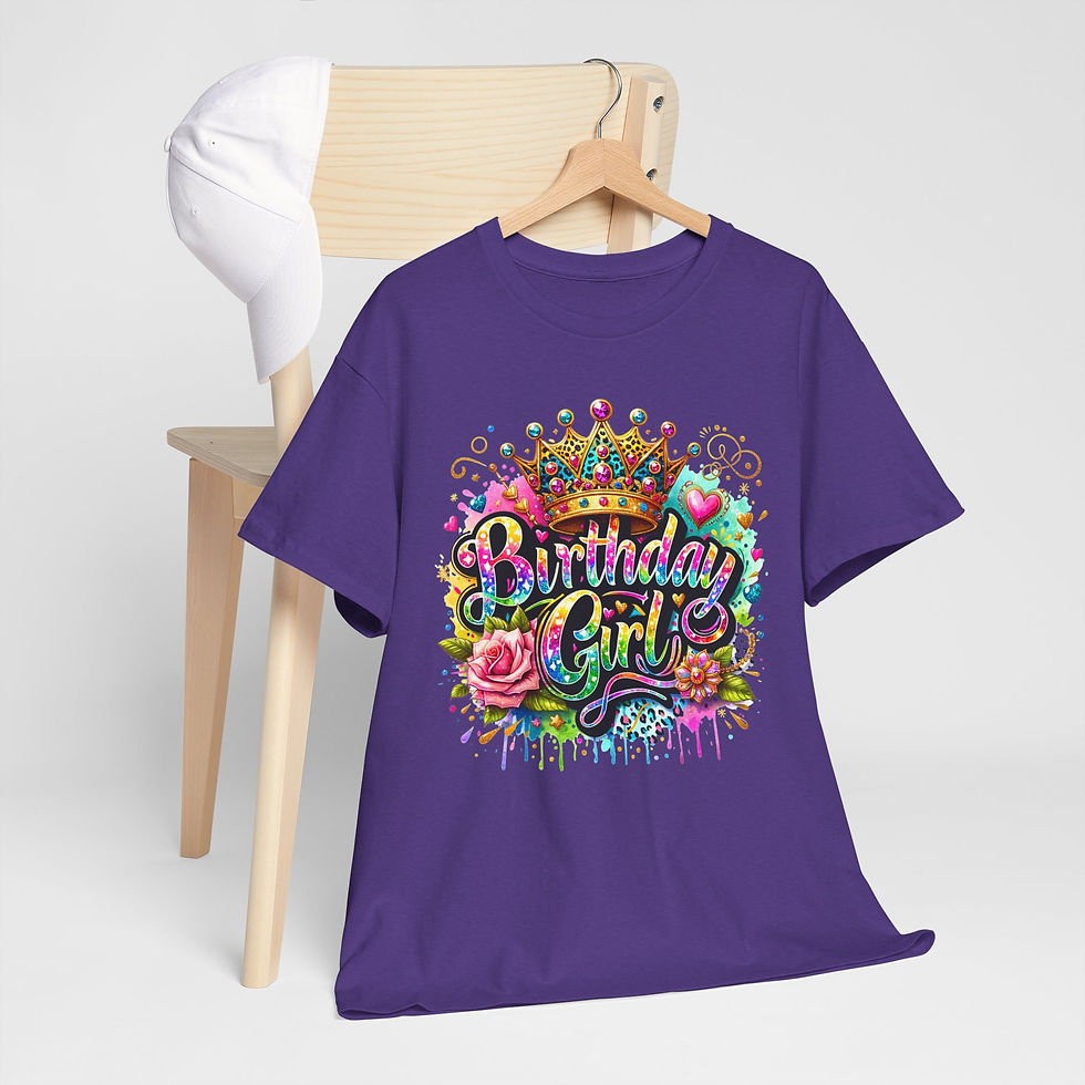 Thumbnail:  Birthday Girl Crown Tee – Sparkle, Shine & Celebrate Unisex Heavy Cotton Tee,