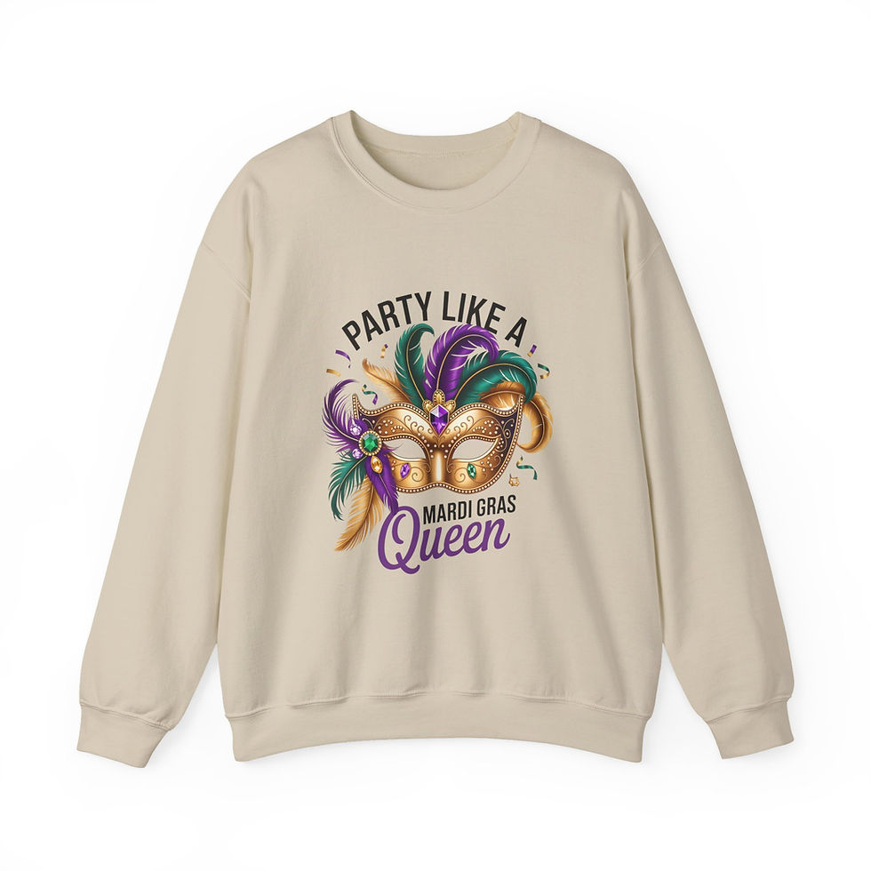 Thumbnail: Mardi Gras Queen Sweatshirt — Party Like a Queen Mask Pullover