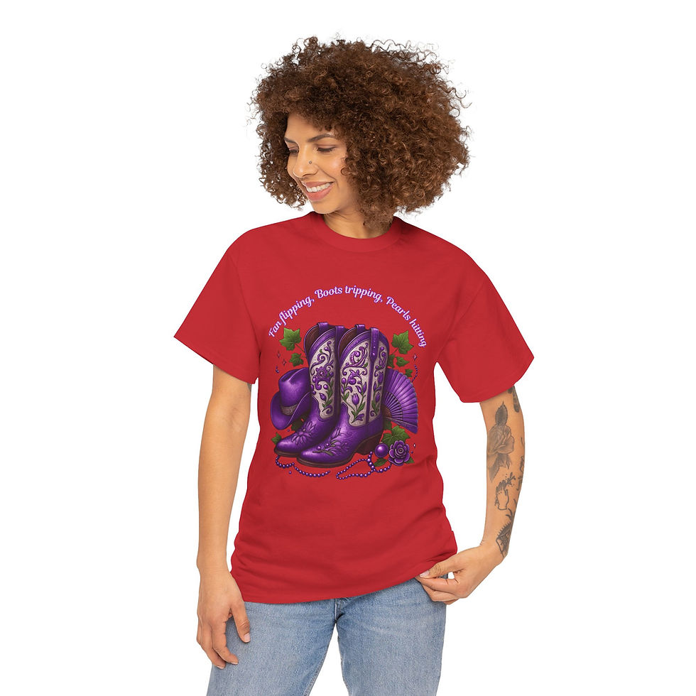 Thumbnail: Fan Flippin, Boots Trippin, Pearls Hittin, Unisex Heavy Cotton Tee 