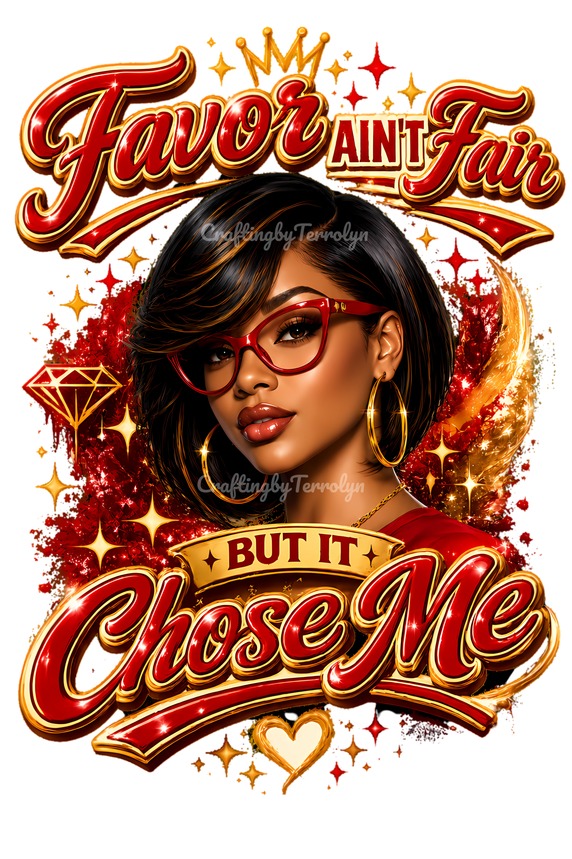 Favor Aint Fair Red and Gold PNG Digital