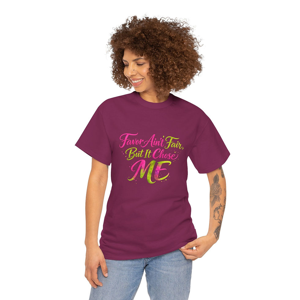 Thumbnail: 'Favor Ain't Fair, But It Chose Me' Tee — Inspirational Floral Script T-Shirt