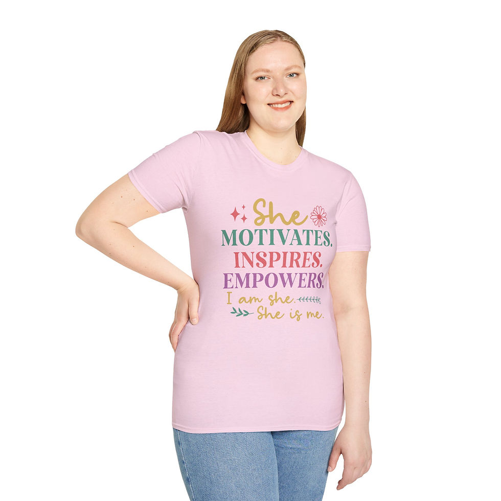 Thumbnail: She Motivates Inspires Empowers T-Shirt — Empowerment Women's Inspirational Tee