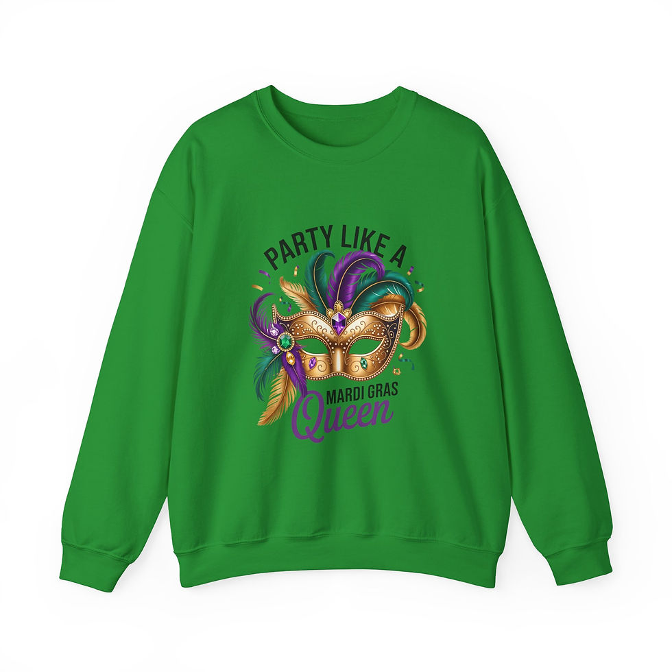 Thumbnail: Mardi Gras Queen Sweatshirt — Party Like a Queen Mask Pullover