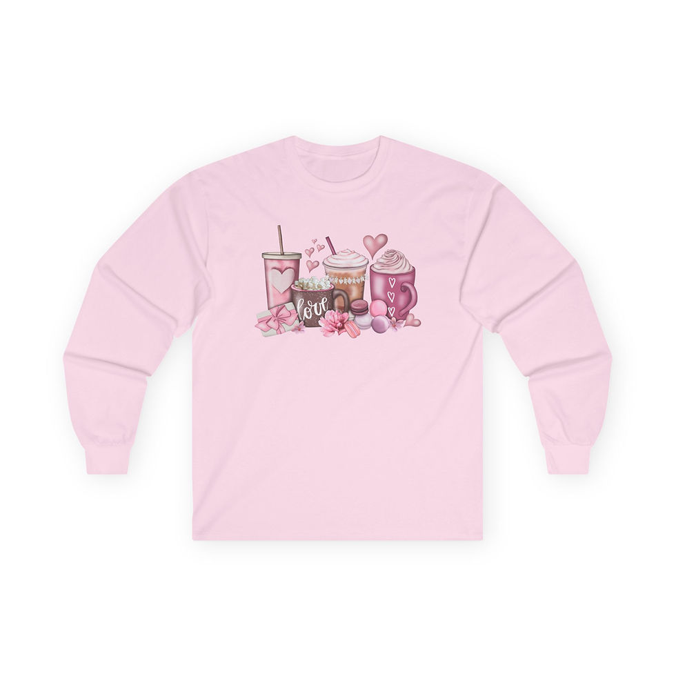 Thumbnail: Long Sleeve Tee Valentine Love Pink Sweets & Coffee