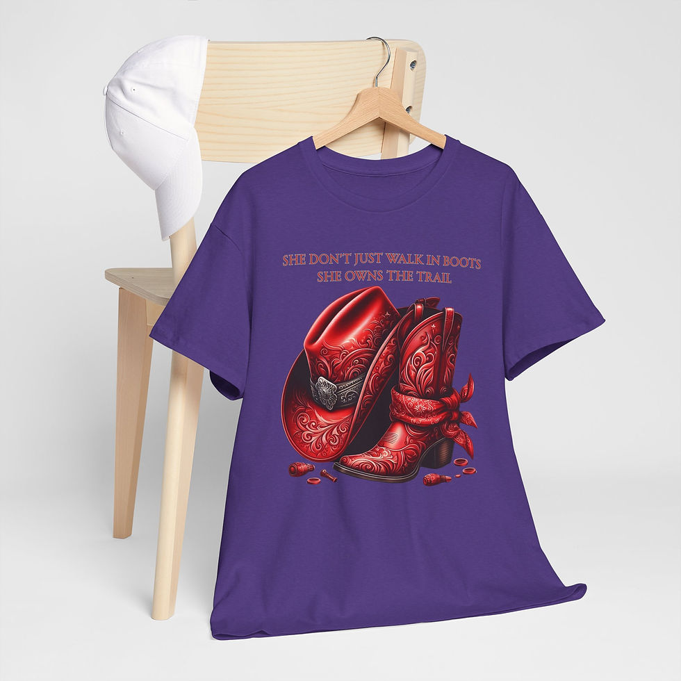 Thumbnail: "She Don't Just Walk in Boots, She Owns the Trail" - Unisex Heavy Cotton Shirt