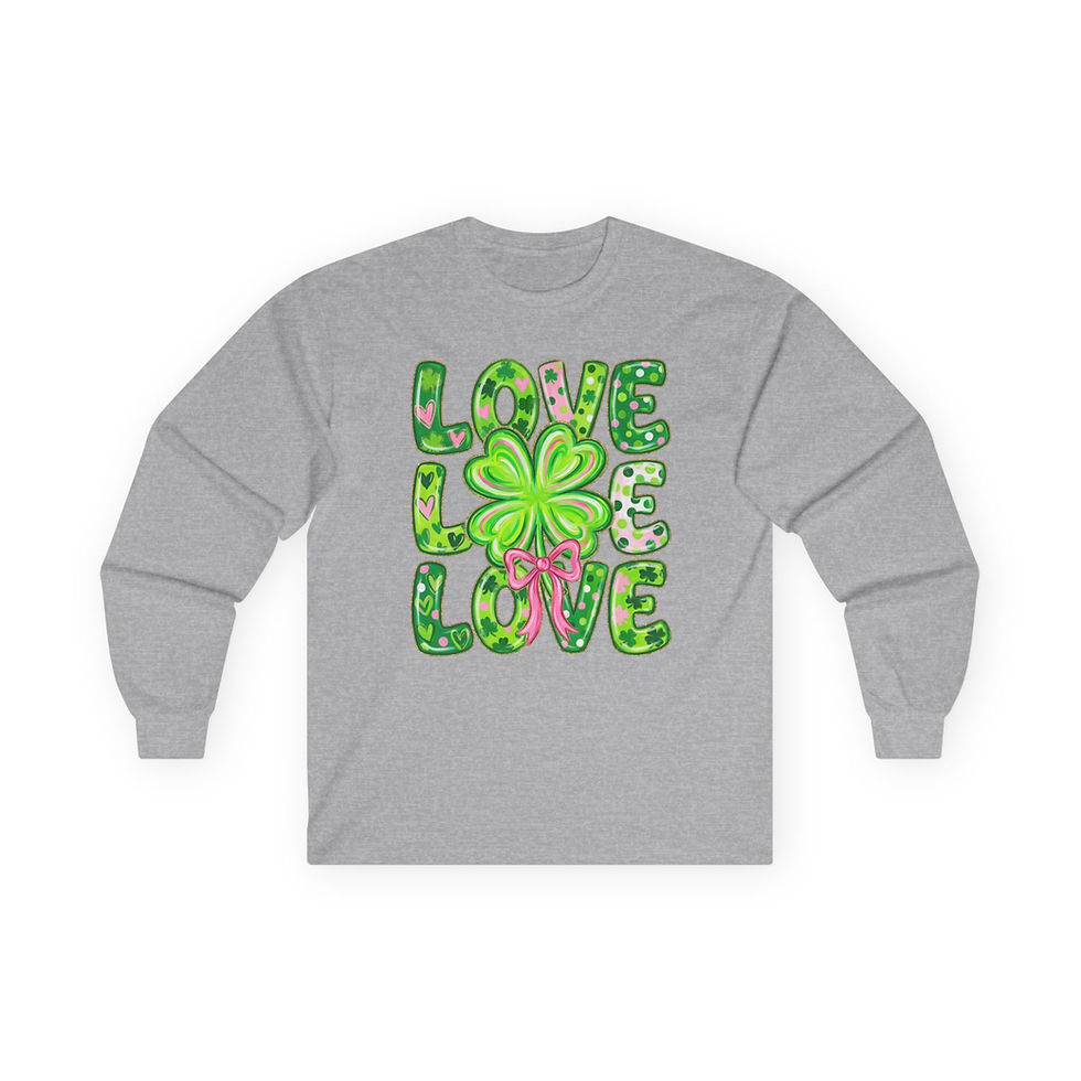Thumbnail: Love Love Love Shamrock Long Sleeve Tee St. Patrick’s Day 