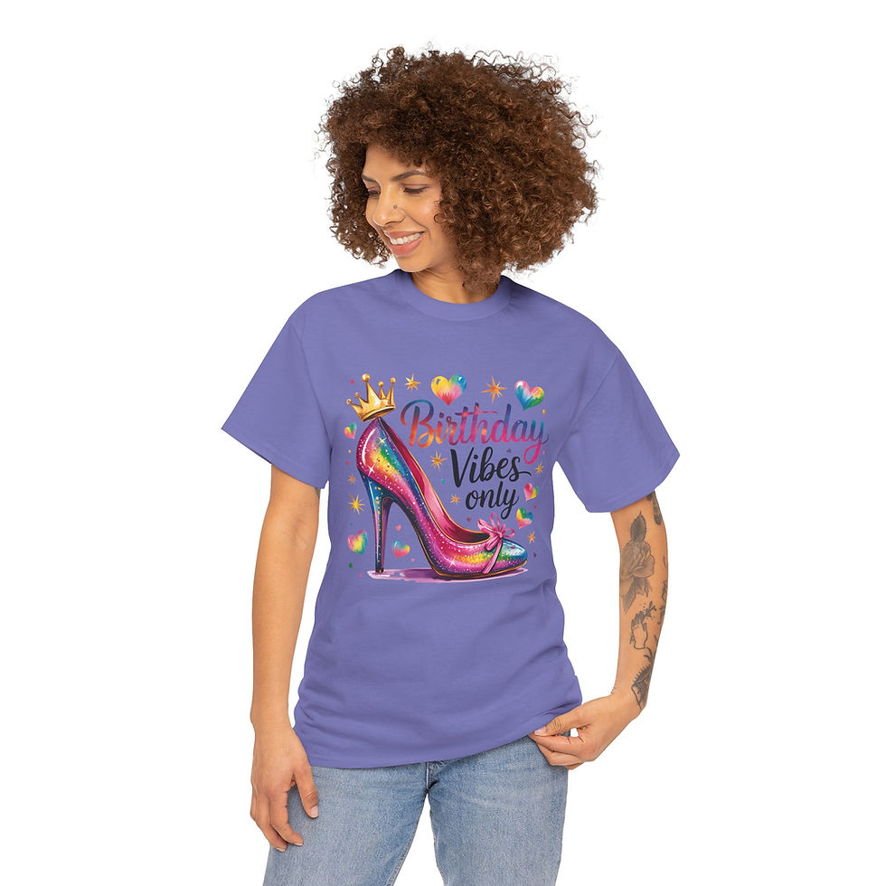 Thumbnail:  Birthday Vibes Only - Rainbow Glam Unisex Cotton T-shirt