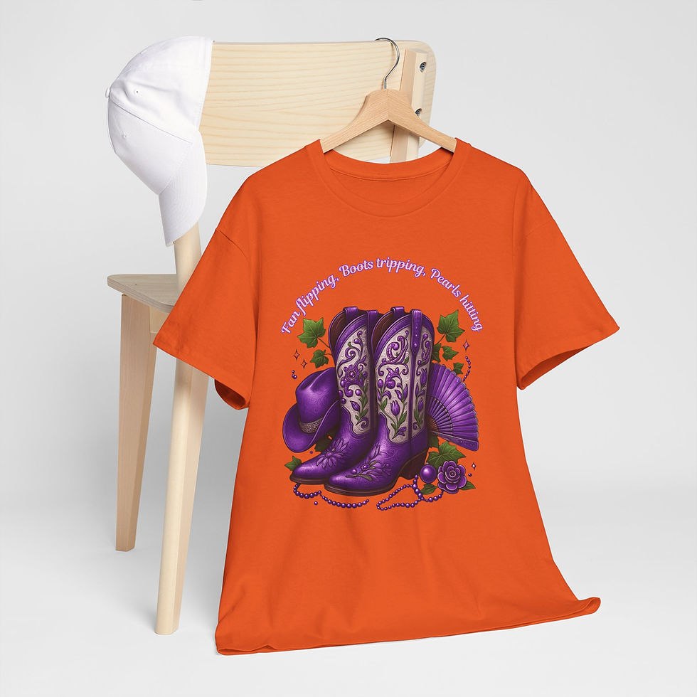 Thumbnail: Fan Flippin, Boots Trippin, Pearls Hittin, Unisex Heavy Cotton Tee 