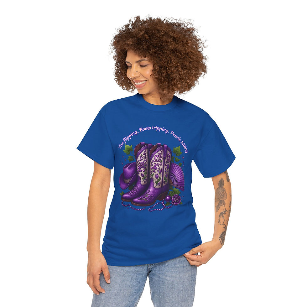 Thumbnail: Fan Flippin, Boots Trippin, Pearls Hittin, Unisex Heavy Cotton Tee 