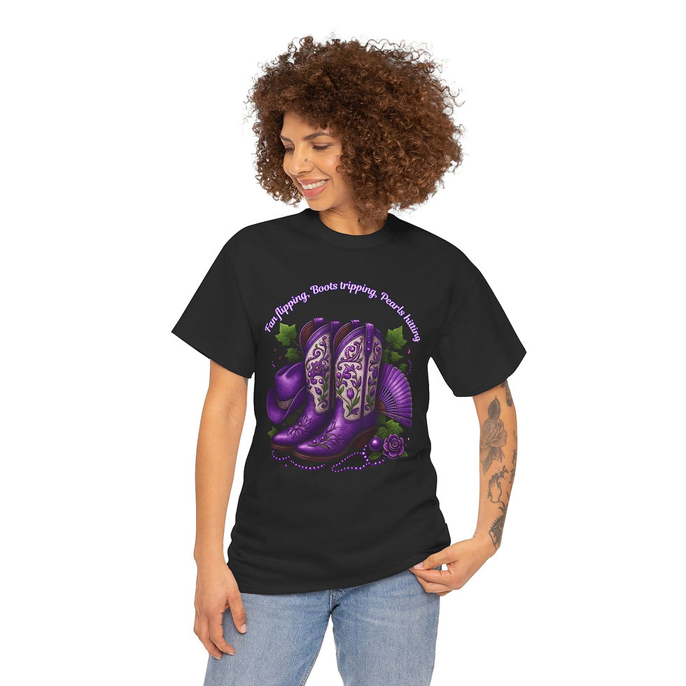 Thumbnail: Fan Flippin, Boots Trippin, Pearls Hittin, Unisex Heavy Cotton Tee 