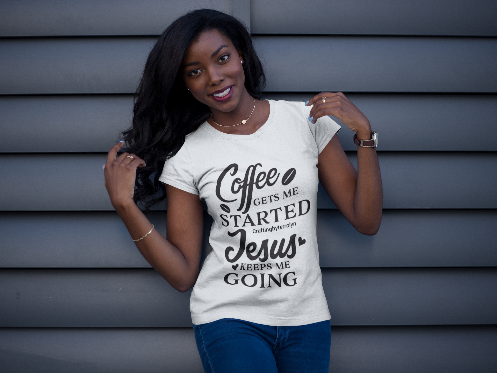 Coffee Get Me Started Jesus Keeps Me Going (Glitter)