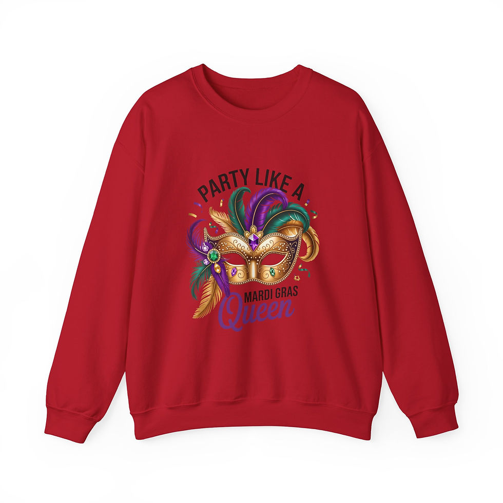 Thumbnail: Mardi Gras Queen Sweatshirt — Party Like a Queen Mask Pullover