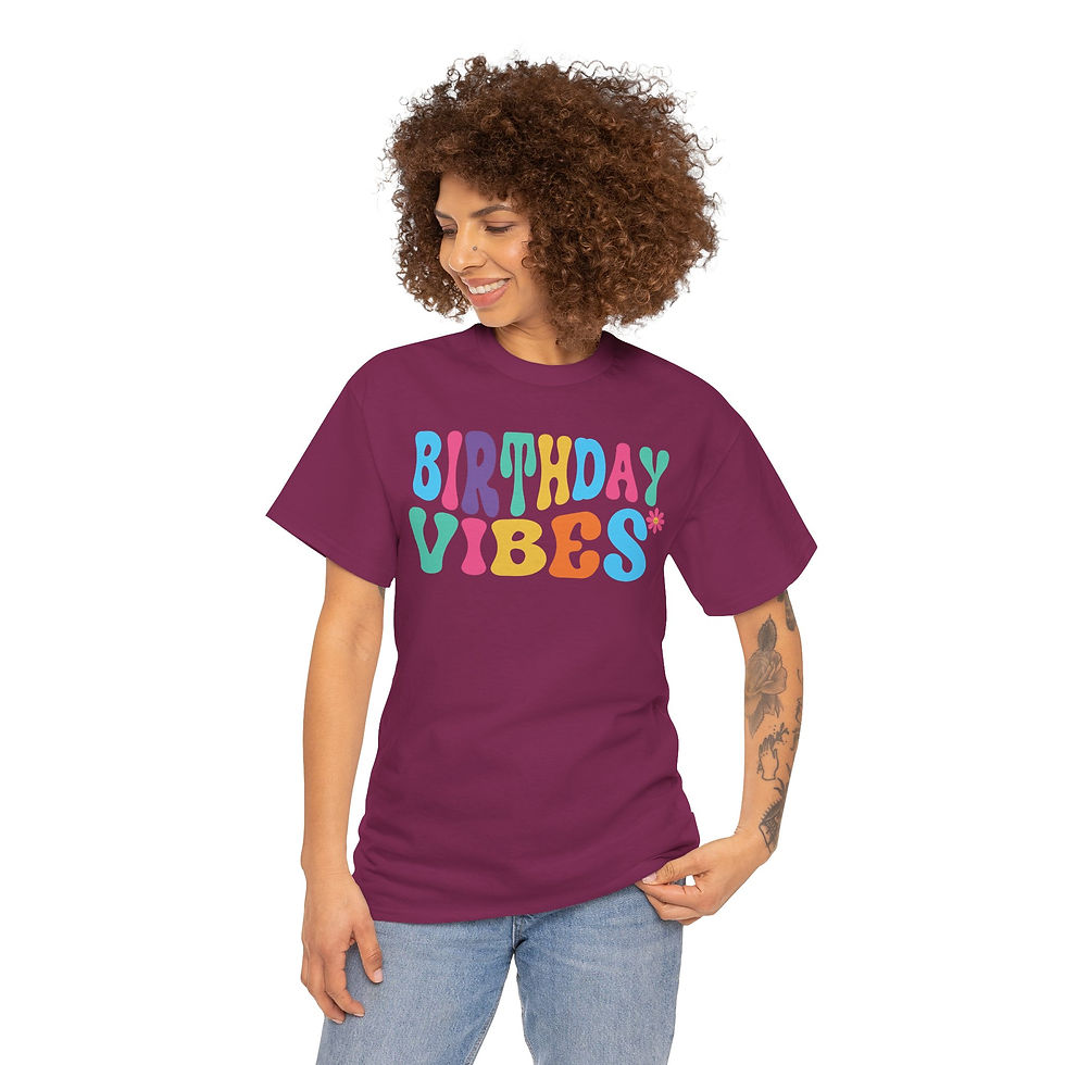 Thumbnail: Birthday Vibes Retro Tee – Groovy & Celebrated! Unisex Heavy Cotton Tee