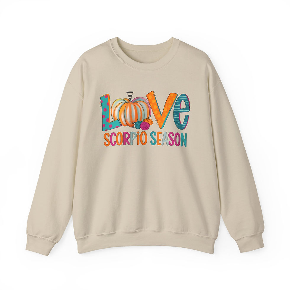 Thumbnail: Love Scorpio Season Fall Vibrant Pumpkin & Zodiac Design Crewneck Sweatshirt