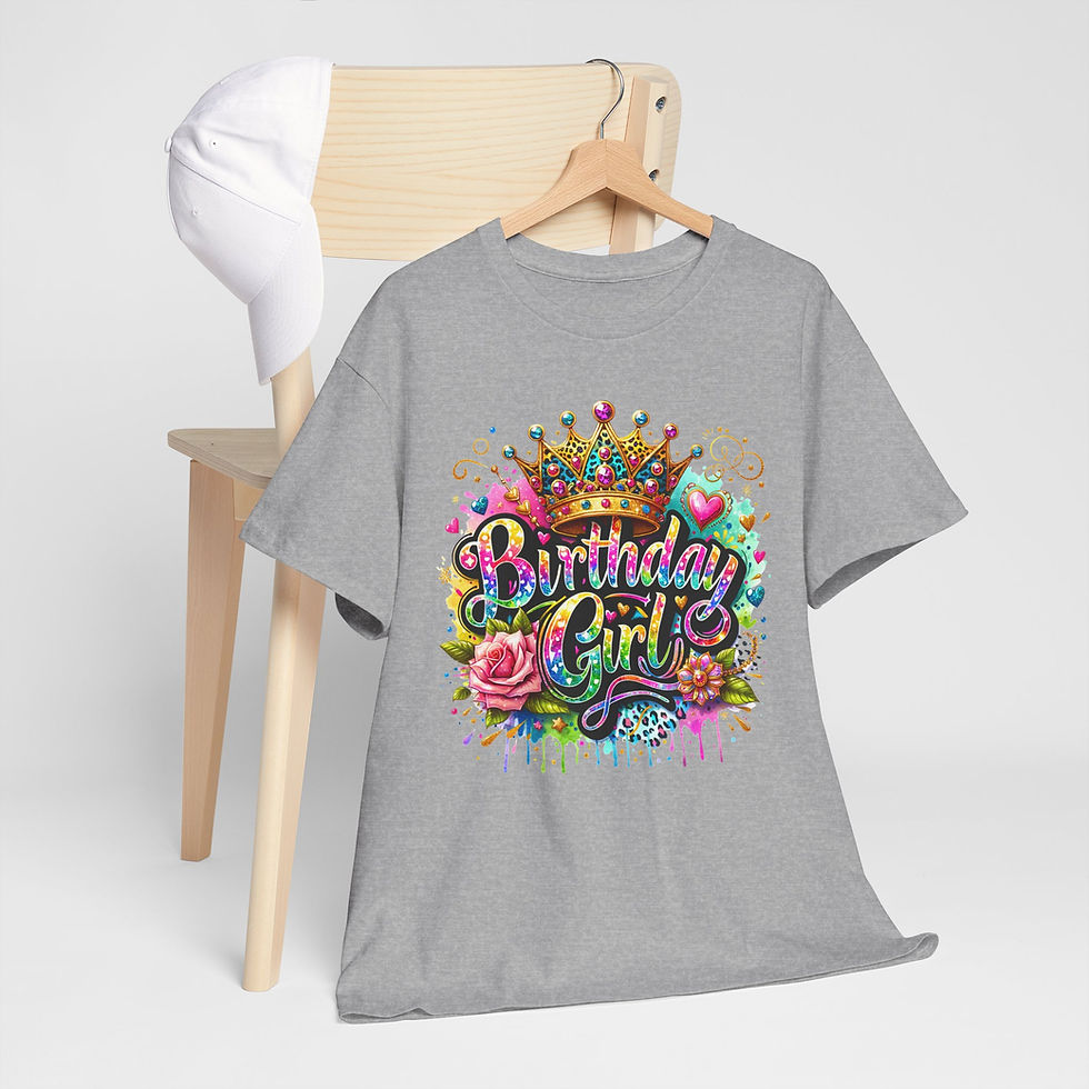 Thumbnail:  Birthday Girl Crown Tee – Sparkle, Shine & Celebrate Unisex Heavy Cotton Tee,