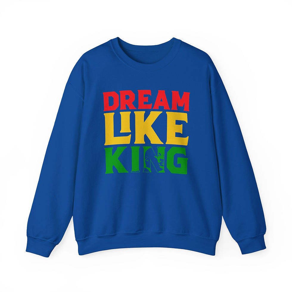 Thumbnail: Crewneck Sweatshirt "Dream Like King" Reggae-Inspired Rasta Graphic
