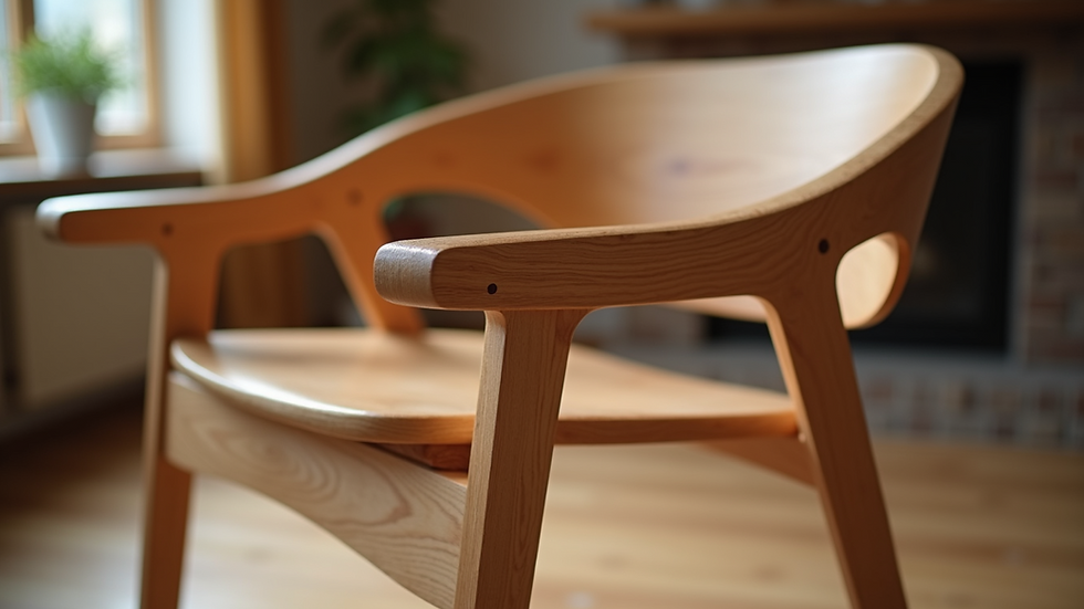 Close-up view of a beautifully assembled wooden chair with intricate joinery