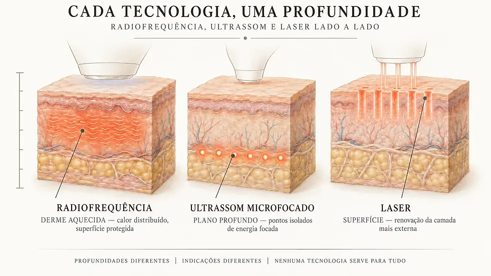 Radiofrequência, ultrassom ou laser: qual tecnologia para cada tipo de flacidez