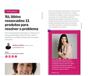 Reportagem no jornal A Gazeta sobre lábios ressecados