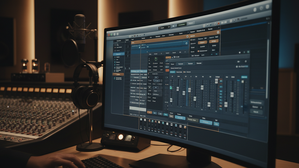Close-up view of a digital audio workstation screen showing mixing plugins