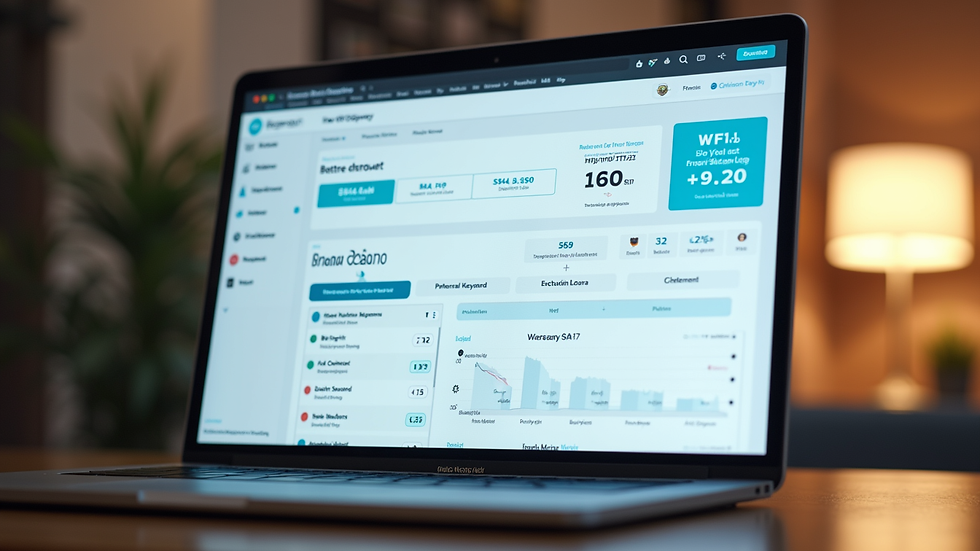 Close-up view of a laptop screen showing Wix SEO dashboard with HVAC keywords