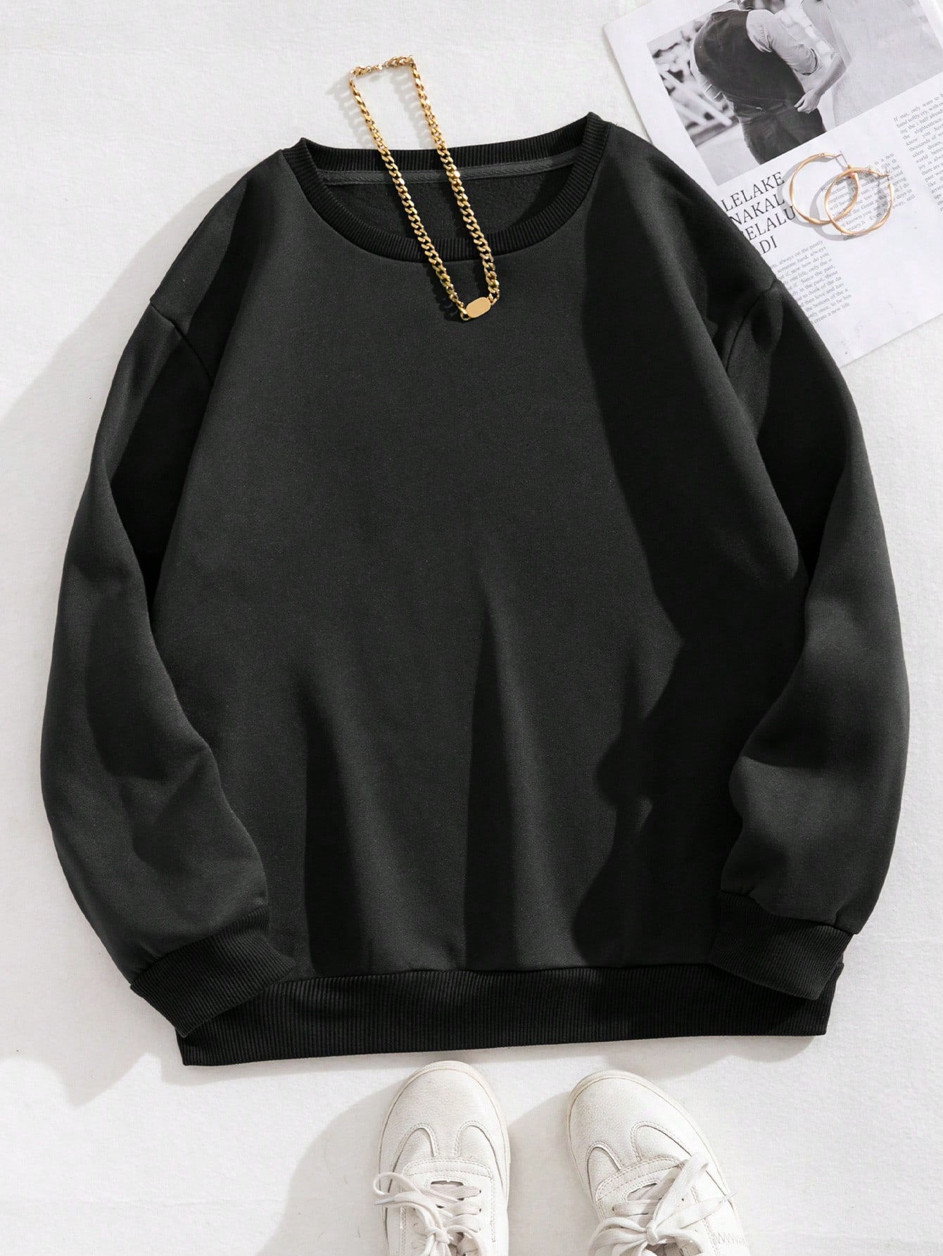 Woman Sweatshirt Casual Solid Color All-Match Clothing Loose Fashionable Pullove