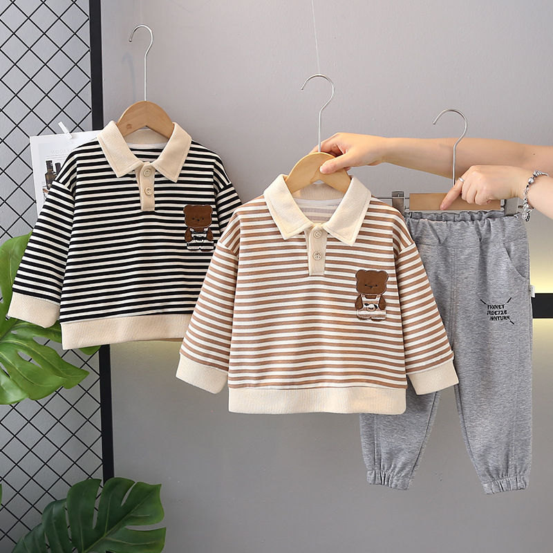 Thumbnail: New Spring Autumn Baby Clothes Children Boys Striped Long Sleeved T-Shirt Pants 