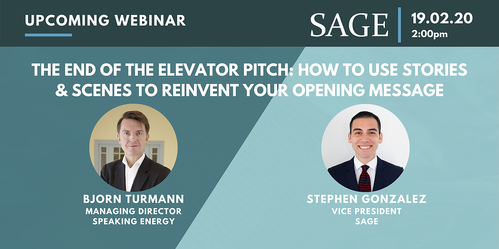The End of the Elevator Pitch: How to Use Stories & Scenes to Reinvent Your Opening Message