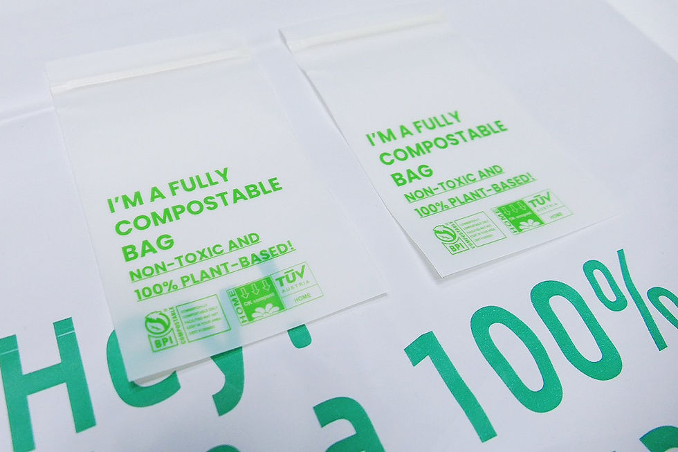 Non-toxic and 100% plant-plased compostable ziploc bags with their green labels