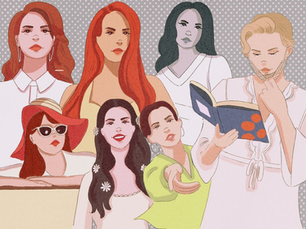 An illustration of Lana Del Rey through various eras.