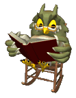 Owl Reading in Rocking Chair