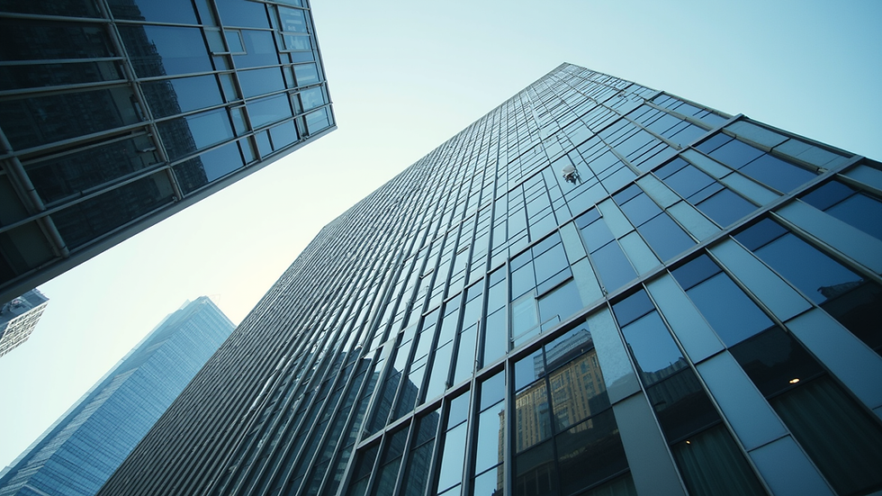 Eye-level view of a modern office building in Los Angeles