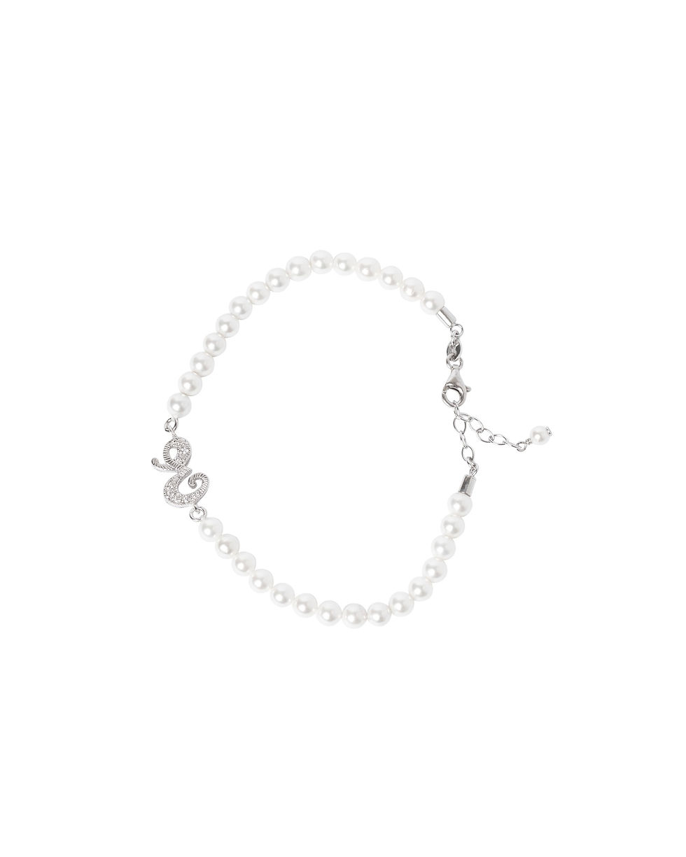 Miniatura: BRACCIALE DI PERLE CON LETTERA ZIRCONATA PICCOLA
