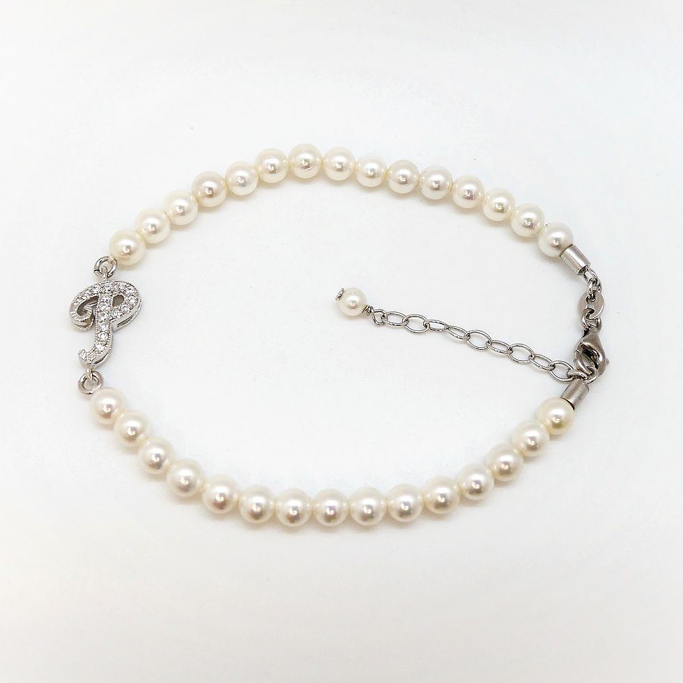 Miniatura: Cod. BCL282 - P  Bracciale Perla + Lettera