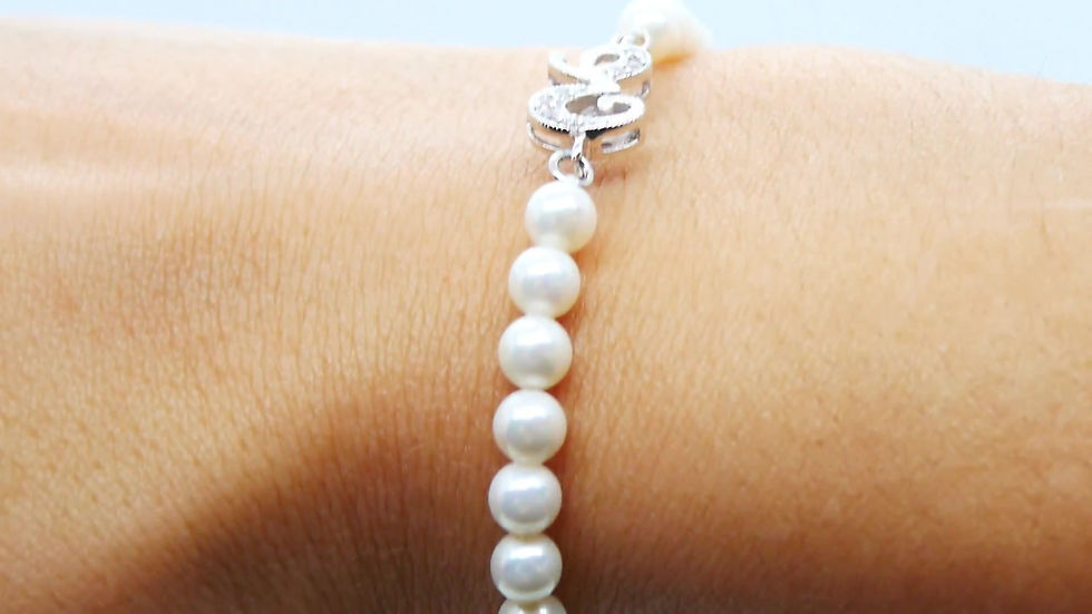 Miniatura: Cod. BCL282 - E Bracciale Perla + Lettera