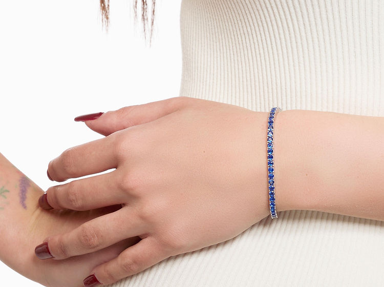 BRACCIALE TENNIS BLU ARGENTO 3MM