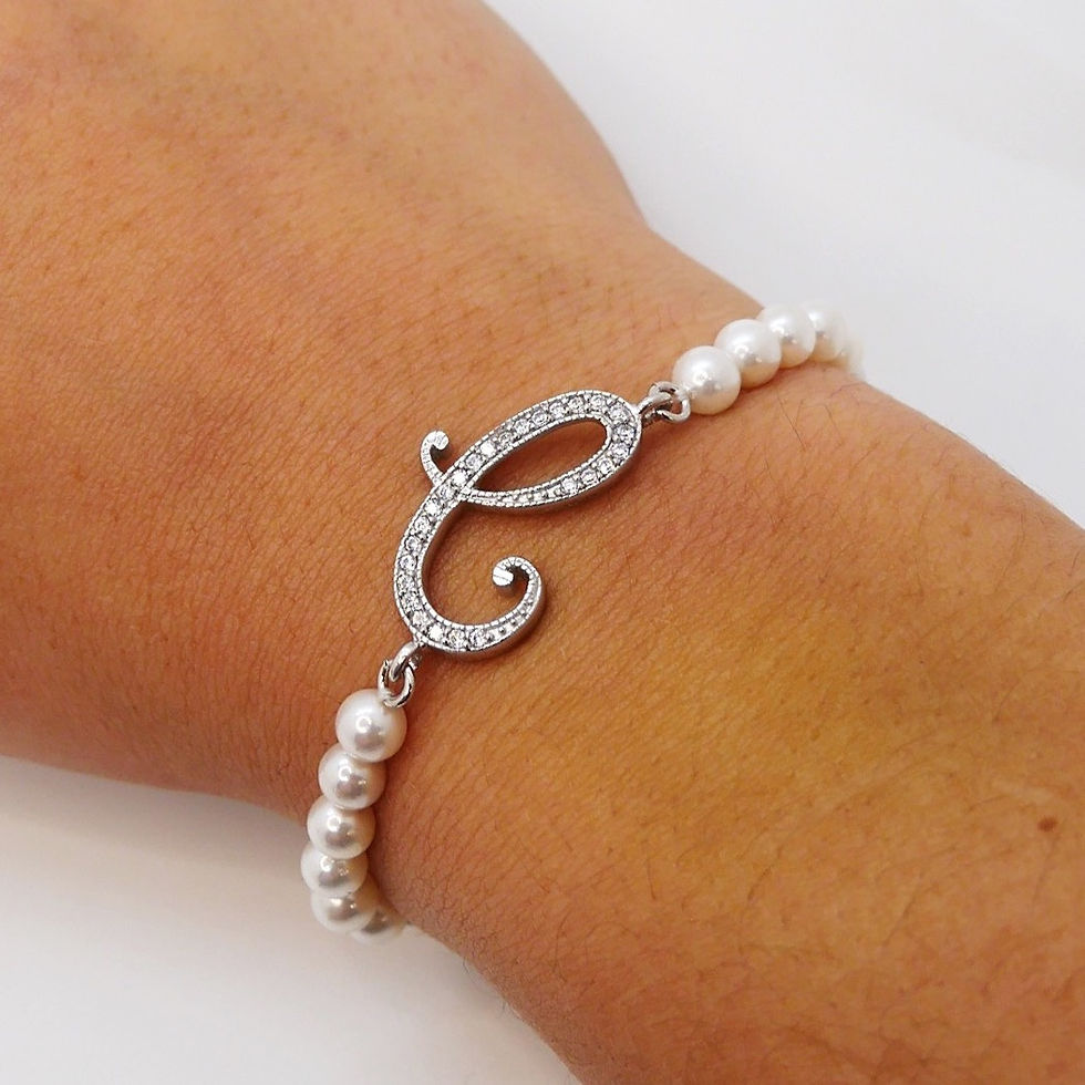 Miniatura: Cod. BCL282 - C Bracciale Perla + Lettera