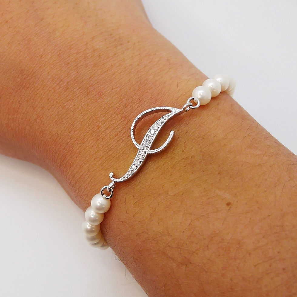 Miniatura: Cod. BCL282 - I Bracciale Perla + Lettera