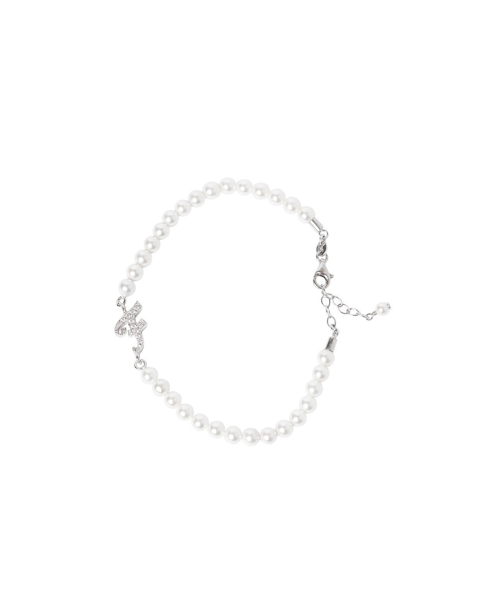 Miniatura: BRACCIALE DI PERLE CON LETTERA ZIRCONATA PICCOLA