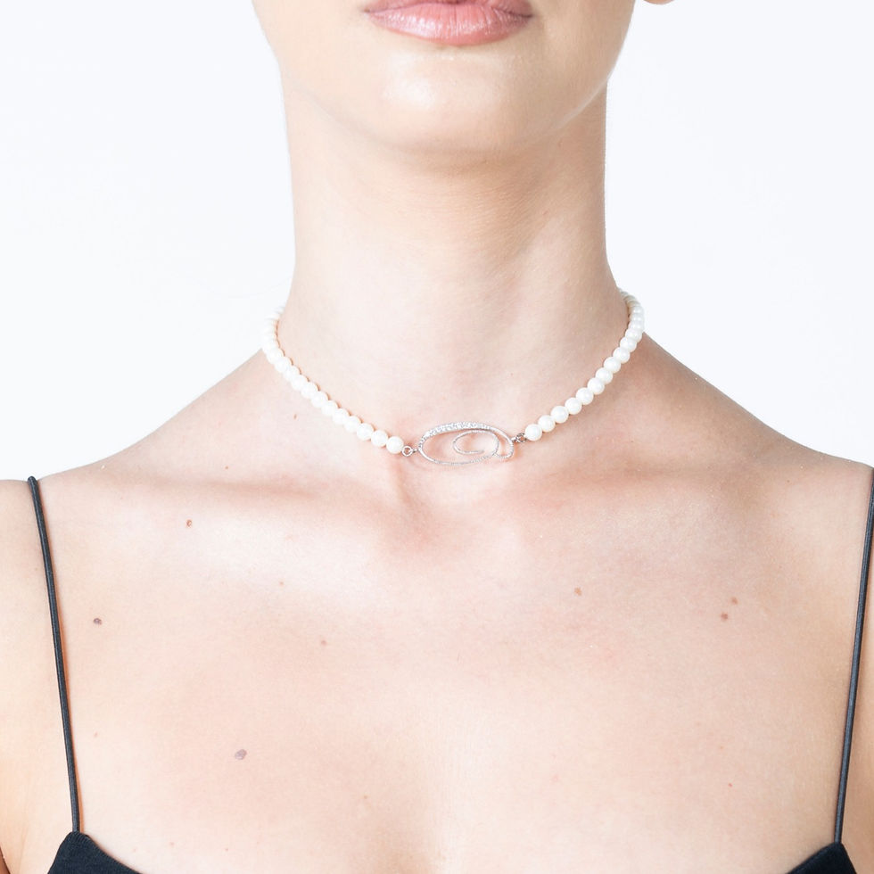 Miniatura: COLLANA DI PERLE CON LETTERA ZIRCONATA GRANDE