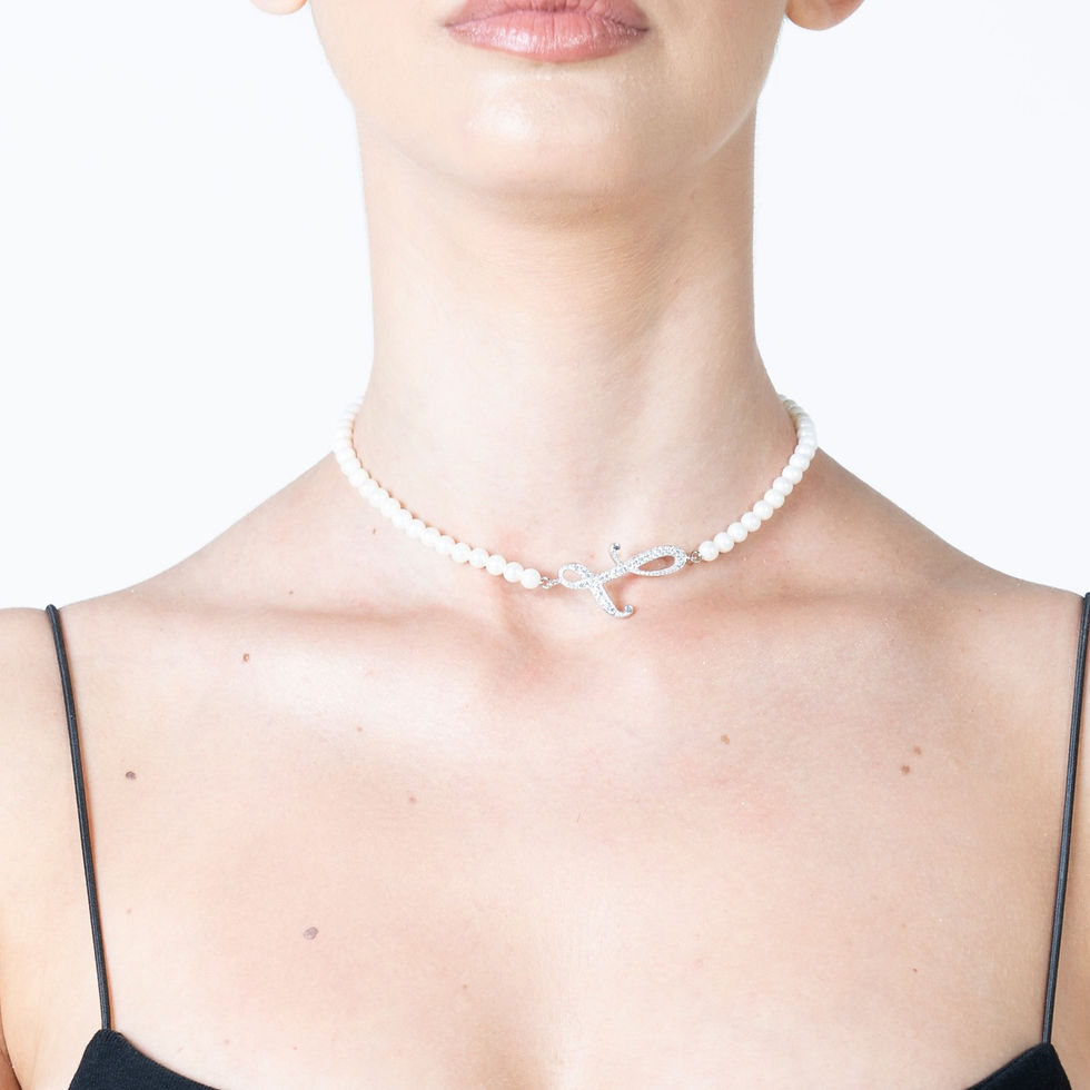Miniatura: COLLANA DI PERLE CON LETTERA ZIRCONATA GRANDE
