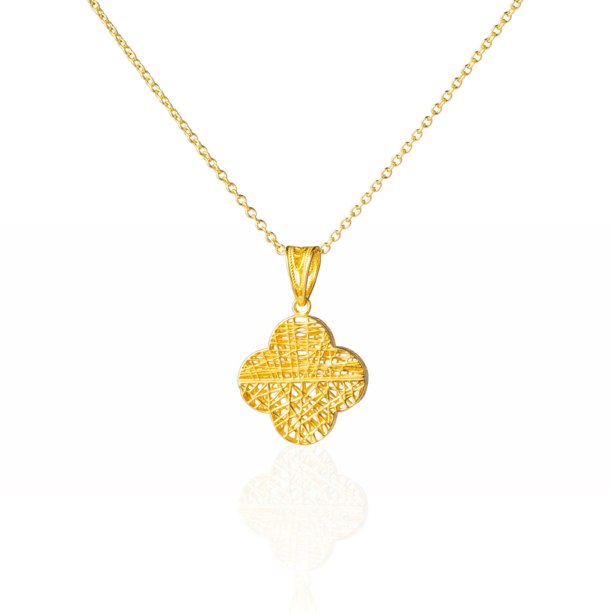 COLLANA QUADRIFOGLIO INTRECCIATO DORATO