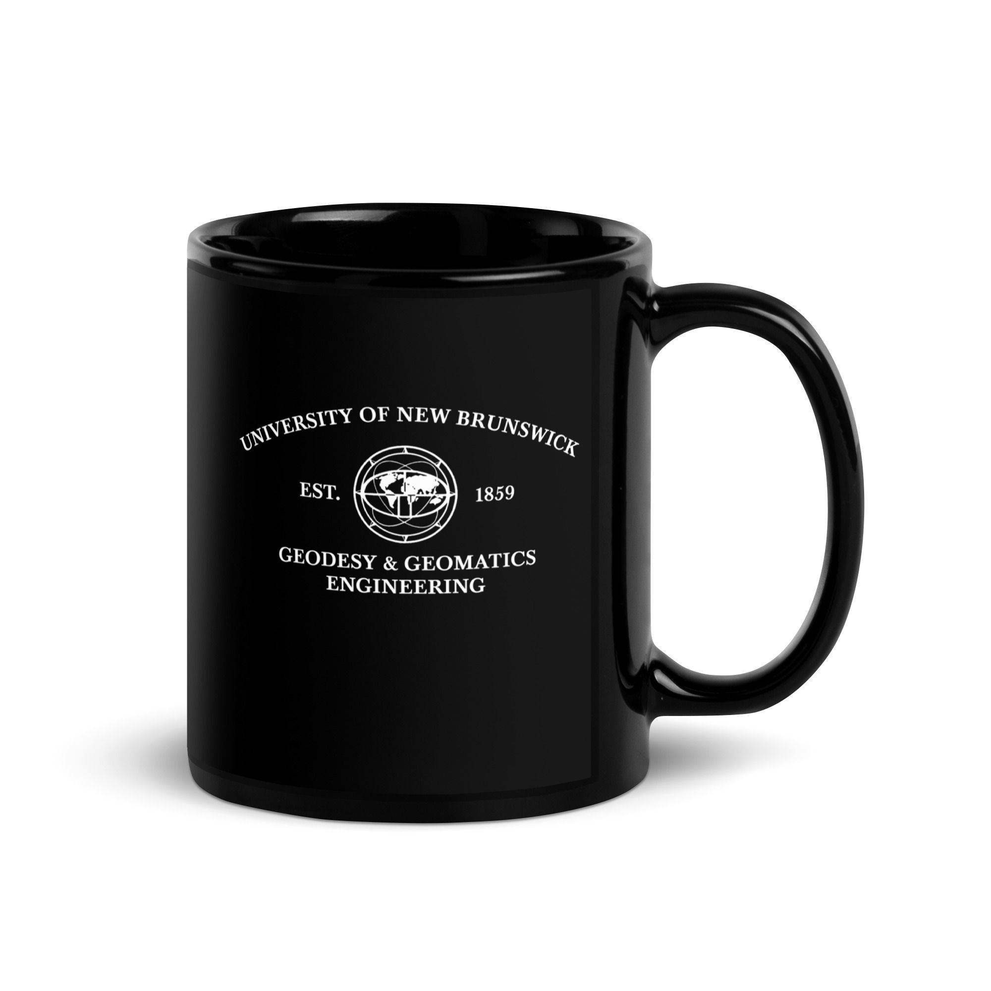 UNB GGE Academic Design Black Glossy Mug