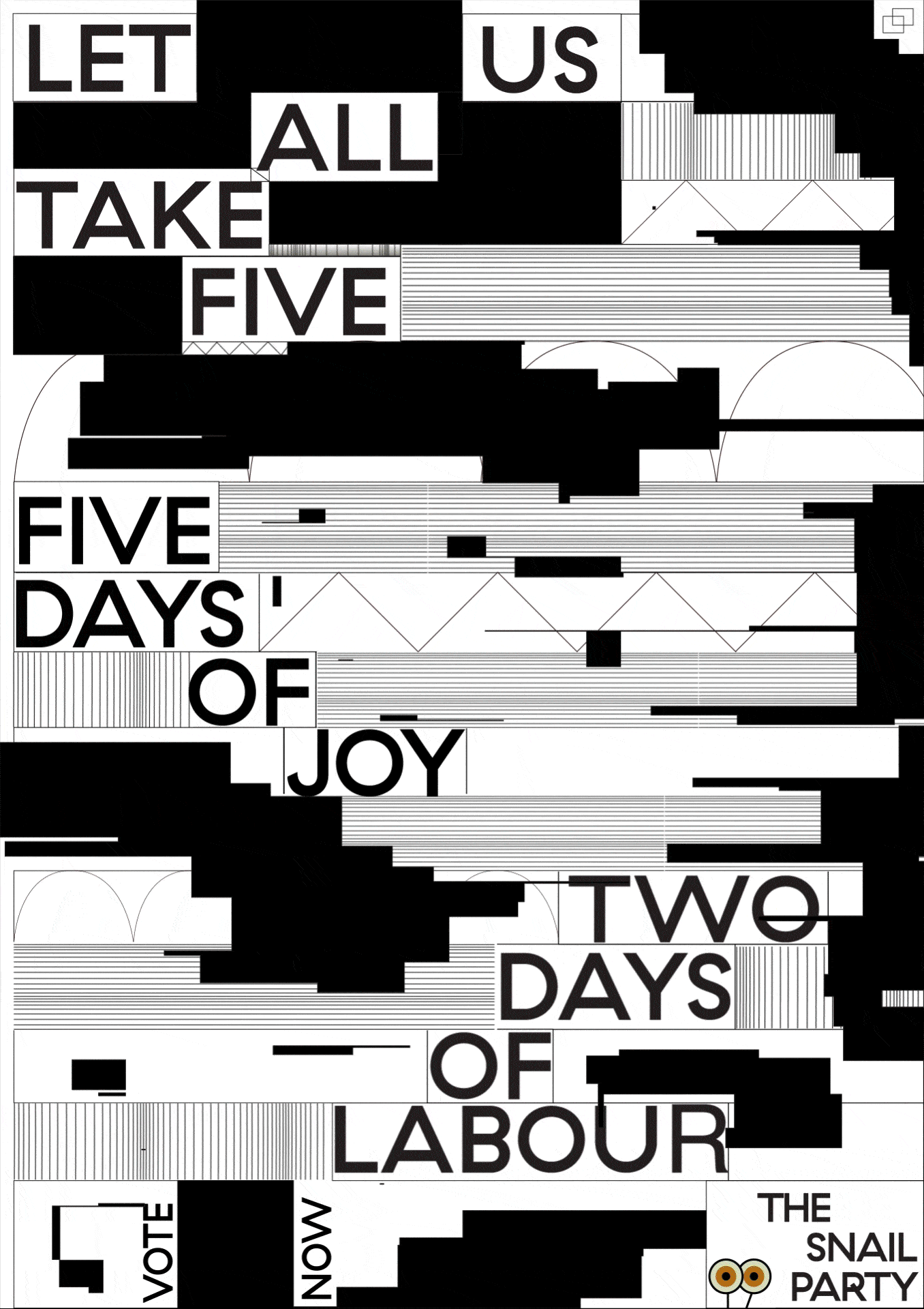A Gif of a black & white poster changing colors