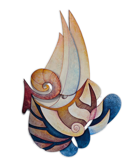 Wall sculpture in shape of boat