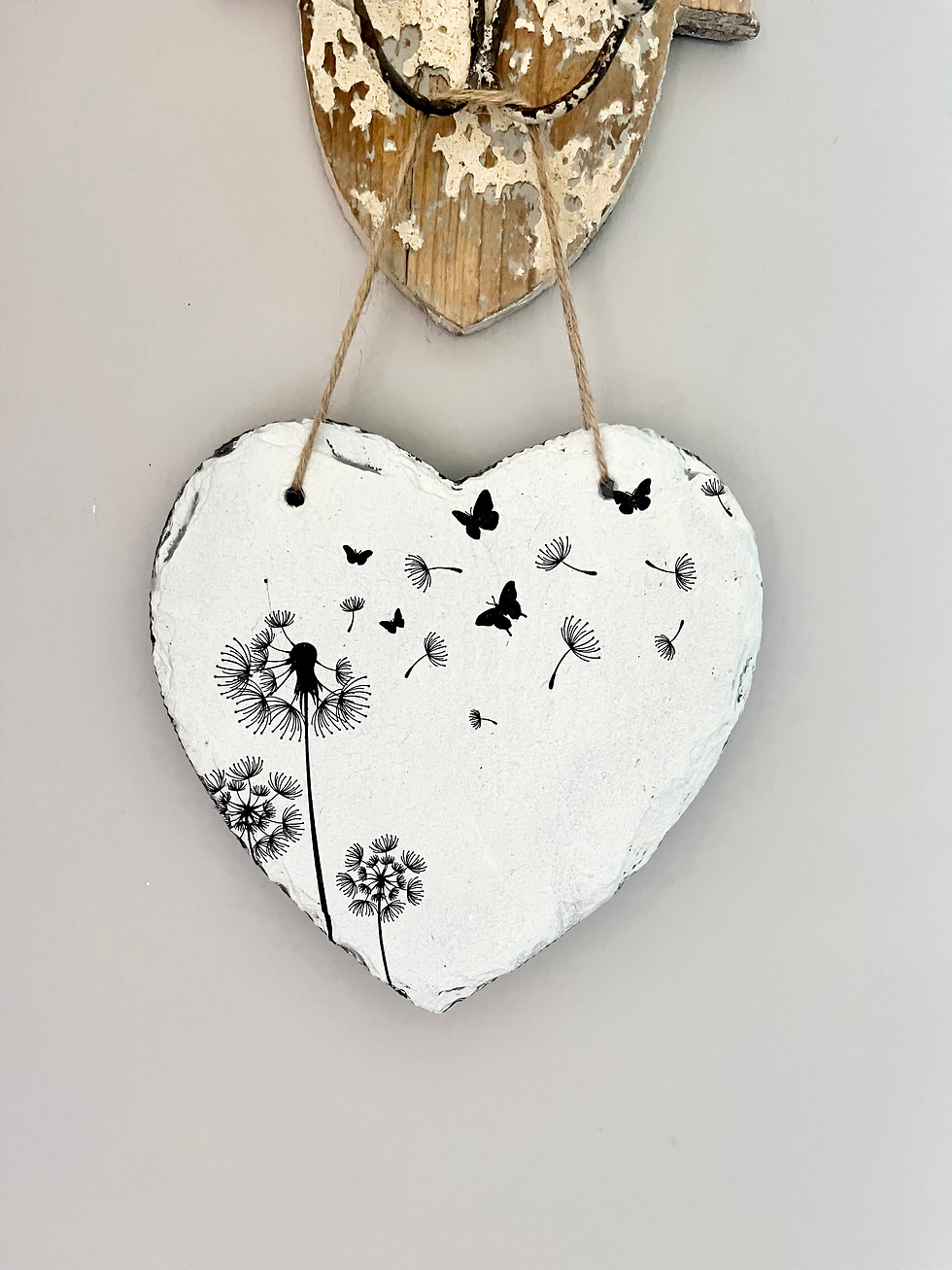Dandelion & Butterfly Slate Heart